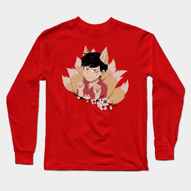 Kitsune!Osomatsu (dark) Long Sleeve T-Shirt by mikazure